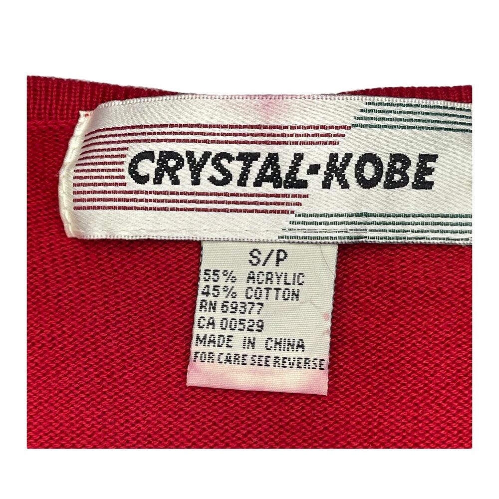 Crystal Kobe Cardigan Sweater Women's Small Red Cotton Long Sleeve Button-Front - Picture 2 of 6